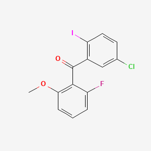 molecular formula C14H9ClFIO2 B566889 (5-氯-2-碘苯基)(2-氟-6-甲氧基苯基)甲酮 CAS No. 1233025-91-6
