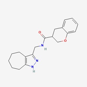 molecular formula C19H23N3O2 B5668958 N-(1,4,5,6,7,8-hexahydrocyclohepta[c]pyrazol-3-ylmethyl)-3,4-dihydro-2H-chromene-3-carboxamide 