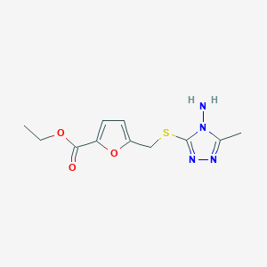 molecular formula C11H14N4O3S B5669090 ethyl 5-{[(4-amino-5-methyl-4H-1,2,4-triazol-3-yl)sulfanyl]methyl}furan-2-carboxylate 