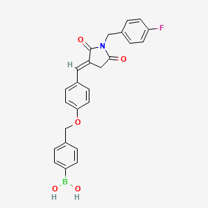 molecular formula C25H21BFNO5 B566941 Boronic acid, B-[4-[[4-[(E)-[1-[(4-fluorophenyl)Methyl]-2,5-dioxo-3-pyrrolidinylidene]Methyl]phenoxy CAS No. 1312201-54-9