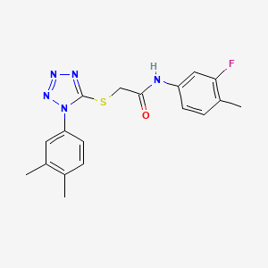 molecular formula C18H18FN5OS B5669577 2-{[1-(3,4-dimethylphenyl)-1H-tetrazol-5-yl]sulfanyl}-N-(3-fluoro-4-methylphenyl)acetamide 