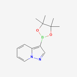molecular formula C13H17BN2O2 B566969 3-(4,4,5,5-Tetramethyl-1,3,2-dioxaborolan-2-yl)pyrazolo[1,5-a]pyridine CAS No. 1207557-48-9