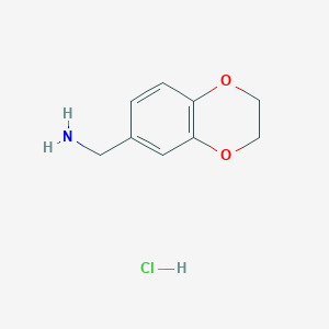 molecular formula C9H12ClNO2 B056698 (2,3-Dihydrobenzo[b][1,4]dioxin-6-yl)methanamine hydrochloride CAS No. 31127-40-9