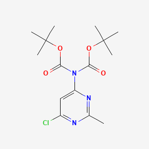 molecular formula C15H22ClN3O4 B566983 2-Methyl-6-[bis(tert-butoxycarbonyl)-amino]-4-chloropyrimidine CAS No. 1350918-95-4
