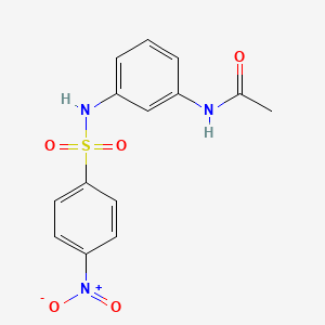 molecular formula C14H13N3O5S B5669853 N-[3-(4-NITROBENZENESULFONAMIDO)PHENYL]ACETAMIDE 
