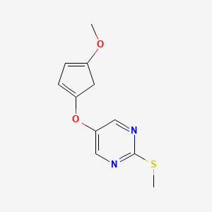 molecular formula C11H12N2O2S B566991 5-((4-甲氧基环戊-1,3-二烯-1-基)氧基)-2-(甲硫基)嘧啶 CAS No. 1245648-98-9