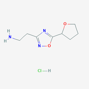 molecular formula C8H13N3O2 B566999 2-(5-(Tetrahydrofuran-2-yl)-1,2,4-oxadiazol-3-yl)ethanamine hydrochloride CAS No. 1249776-38-2
