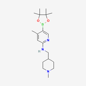 molecular formula C19H32BN3O2 B567004 4-Methyl-N-((1-Methylpiperidin-4-yl)Methyl)-5-(4,4,5,5-tetraMethyl-1,3,2-dioxaborolan-2-yl)pyridin-2 CAS No. 1353718-69-0