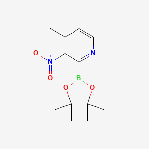 molecular formula C12H17BN2O4 B567015 4-Methyl-3-nitro-2-(4,4,5,5-tetramethyl-1,3,2-dioxaborolan-2-yl)pyridine CAS No. 1310384-89-4