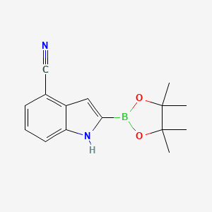 molecular formula C15H17BN2O2 B567062 2-(4,4,5,5-Tetramethyl-1,3,2-dioxaborolan-2-yl)-1H-indole-4-carbonitrile CAS No. 1256359-19-9