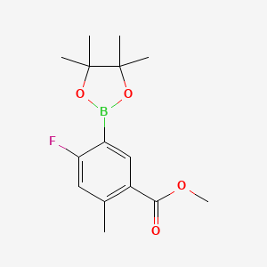 molecular formula C15H20BFO4 B567077 Methyl 4-fluoro-2-methyl-5-(4,4,5,5-tetramethyl-1,3,2-dioxaborolan-2-yl)benzoate CAS No. 1218790-17-0