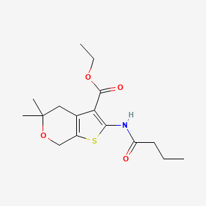 molecular formula C16H23NO4S B5670773 Ethyl 2-(butanoylamino)-5,5-dimethyl-4,7-dihydrothieno[2,3-c]pyran-3-carboxylate 