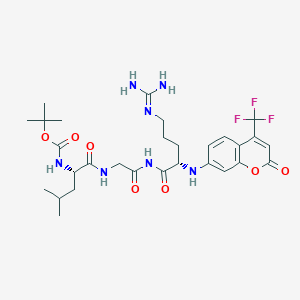 molecular formula C29H40F3N7O7 B056709 tert-Butyloxycarbonyl-leucyl-glycyl-arginine-4-trifluoromethylcoumarin-7-amide CAS No. 117141-39-6