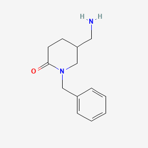 molecular formula C13H18N2O B567097 1-Benzyl-5-(aminomethyl)piperidin-2-one CAS No. 1272756-11-2