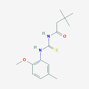 molecular formula C15H22N2O2S B5670988 N-{[(2-methoxy-5-methylphenyl)amino]carbonothioyl}-3,3-dimethylbutanamide 