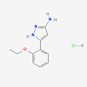 molecular formula C11H14ClN3O B567101 5-(2-Ethoxy-phenyl)-2H-pyrazol-3-ylamine hydrochloride CAS No. 1240134-93-3