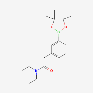 molecular formula C18H28BNO3 B567130 N,N-diethyl-2-[3-(4,4,5,5-tetramethyl-1,3,2-dioxaborolan-2-yl)phenyl]acetamide CAS No. 1256359-90-6