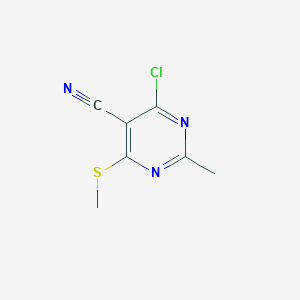 molecular formula C7H6ClN3S B056714 4-Chloro-5-cyano-2-methyl-6-(methylthio)pyrimidine CAS No. 112969-42-3