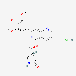 molecular formula C23H26ClN3O5 B567148 (4R)-4-[(1R)-1-[[7-(3,4,5-trimethoxyphenyl)-1,6-naphthyridin-5-yl]oxy]ethyl]pyrrolidin-2-one;hydrochloride CAS No. 1319738-42-5