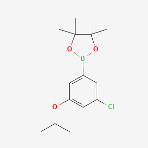 molecular formula C15H22BClO3 B567151 2-(3-Chloro-5-isopropoxyphenyl)-4,4,5,5-tetramethyl-1,3,2-dioxaborolane CAS No. 1218789-42-4