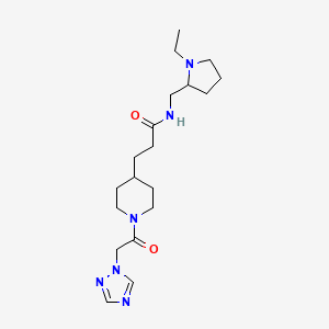 molecular formula C19H32N6O2 B5671775 N-[(1-ethylpyrrolidin-2-yl)methyl]-3-[1-[2-(1,2,4-triazol-1-yl)acetyl]piperidin-4-yl]propanamide 