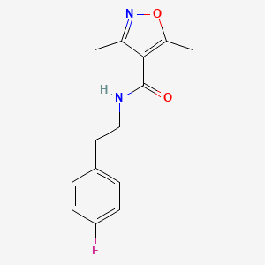 molecular formula C14H15FN2O2 B5671826 N-[2-(4-fluorophenyl)ethyl]-3,5-dimethyl-1,2-oxazole-4-carboxamide 