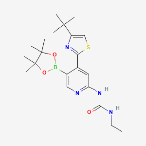 molecular formula C21H31BN4O3S B567201 1-(4-(4-Tert-butyl thiazol-2-yl)-5-(4,4,5,5-tetramethyl-[1,3,2]dioxaborolan-2-yl)pyridin-2-yl)-3-ethylurea CAS No. 1221969-67-0