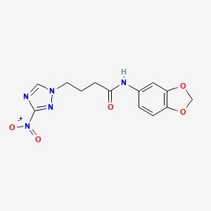molecular formula C13H13N5O5 B5672161 N-(2H-1,3-Benzodioxol-5-YL)-4-(3-nitro-1H-1,2,4-triazol-1-YL)butanamide 
