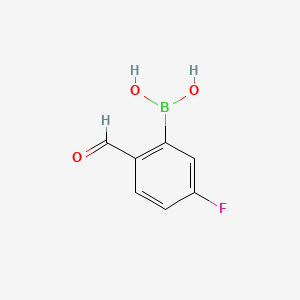 molecular formula C7H6BFO3 B567219 5-Fluoro-2-formylphenylboronic acid CAS No. 1256355-30-2