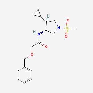molecular formula C17H24N2O4S B5672630 N-[(3R,4S)-4-cyclopropyl-1-methylsulfonylpyrrolidin-3-yl]-2-phenylmethoxyacetamide 