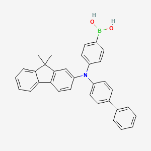 molecular formula C33H28BNO2 B567264 Boronic acid, B-[4-[[1,1'-biphenyl]-4-yl(9,9-dimethyl-9H-fluoren-2-yl)amino]phenyl]- CAS No. 1265177-27-2