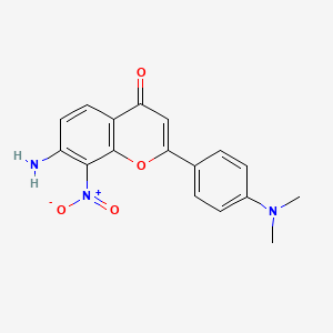 molecular formula C17H15N3O4 B567276 7-Amino-2-(4-(dimethylamino)phenyl)-8-nitro-4H-chromen-4-one CAS No. 1258637-96-5