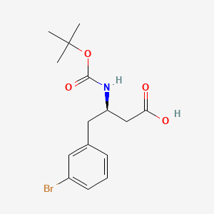 molecular formula C15H20BrNO4 B567278 (R)-4-(3-Bromophenyl)-3-((tert-butoxycarbonyl)amino)butanoic acid CAS No. 1350734-63-2