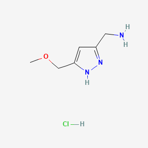 molecular formula C6H12ClN3O B567282 (5-(Methoxymethyl)-1H-pyrazol-3-yl)methanamine hydrochloride CAS No. 1297607-82-9