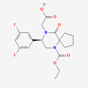 molecular formula C19H22F2N2O5 B567285 (R)-2-(8-(3,5-difluorophenyl)-6-(ethoxycarbonyl)-10-oxo-6,9-diazaspiro[4.5]decan-9-yl)acetic acid CAS No. 1206821-44-4