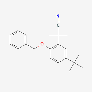molecular formula C21H25NO B567289 2-(2-(Benzyloxy)-5-(tert-butyl)phenyl)-2-methylpropanenitrile CAS No. 1246213-27-3
