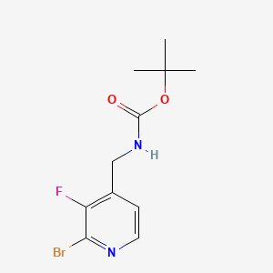 molecular formula C11H14BrFN2O2 B567304 4-(N-Boc-aminomethyl)-2-bromo-3-fluoropyridine CAS No. 1350885-66-3