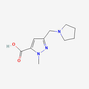 molecular formula C10H15N3O2 B567306 1-methyl-3-(pyrrolidin-1-ylmethyl)-1H-pyrazole-5-carboxylic acid CAS No. 1223748-46-6