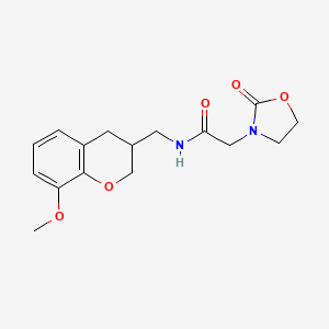 molecular formula C16H20N2O5 B5673076 N-[(8-methoxy-3,4-dihydro-2H-chromen-3-yl)methyl]-2-(2-oxo-1,3-oxazolidin-3-yl)acetamide 