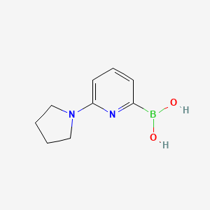 molecular formula C9H13BN2O2 B567318 (6-(Pyrrolidin-1-yl)pyridin-2-yl)boronic acid CAS No. 1310404-18-2