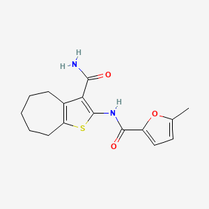 molecular formula C16H18N2O3S B5673223 N-{3-CARBAMOYL-4H5H6H7H8H-CYCLOHEPTA[B]THIOPHEN-2-YL}-5-METHYLFURAN-2-CARBOXAMIDE 
