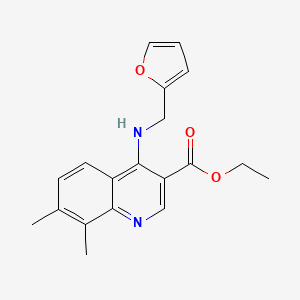 molecular formula C19H20N2O3 B5673250 Ethyl 4-(furan-2-ylmethylamino)-7,8-dimethylquinoline-3-carboxylate 