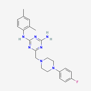 molecular formula C22H26FN7 B5673653 N-(4-AMINO-6-{[4-(4-FLUOROPHENYL)PIPERAZINO]METHYL}-1,3,5-TRIAZIN-2-YL)-N-(2,4-DIMETHYLPHENYL)AMINE 