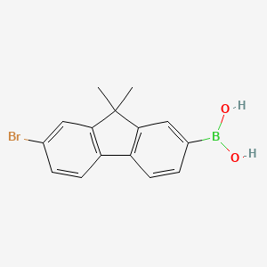 molecular formula C15H14BBrO2 B567367 7-溴-9,9-二甲基芴-2-基硼酸 CAS No. 1213768-48-9