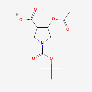 molecular formula C12H19NO6 B567372 4-Acetoxy-1-(tert-butoxycarbonyl)pyrrolidine-3-carboxylic acid CAS No. 1210863-93-6