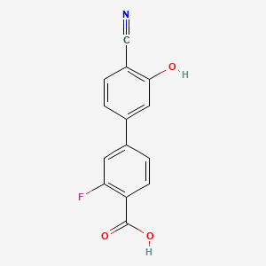 molecular formula C14H8FNO3 B567415 4'-Cyano-3-fluoro-3'-hydroxy-[1,1'-biphenyl]-4-carboxylic acid CAS No. 1261964-35-5