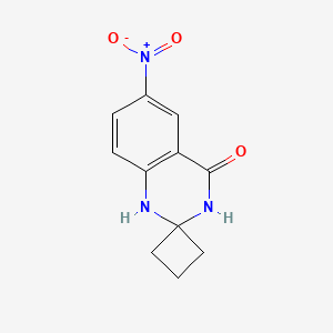 molecular formula C11H11N3O3 B567426 6-Nitrospiro[1,2,3,4-tetrahydroquinazoline-2,1'-cyclobutane]-4-one CAS No. 1272756-10-1