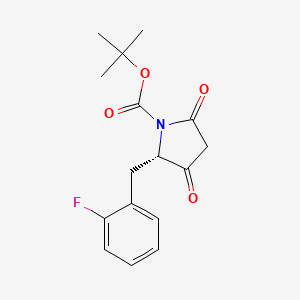 molecular formula C16H18FNO4 B567443 (S)-2-(2-Fluoro-benzyl)-3,5-dioxo-pyrrolidine-1-carboxylic acid tert-Butyl ester CAS No. 1313710-28-9