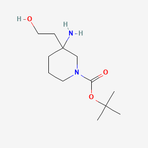 molecular formula C12H24N2O3 B567453 Tert-butyl 3-amino-3-(2-hydroxyethyl)piperidine-1-carboxylate CAS No. 1263773-99-4