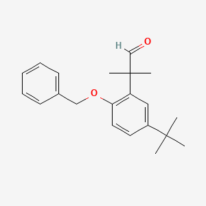 molecular formula C21H26O2 B567457 2-(2-(Benzyloxy)-5-(tert-butyl)phenyl)-2-methylpropanal CAS No. 1246213-28-4